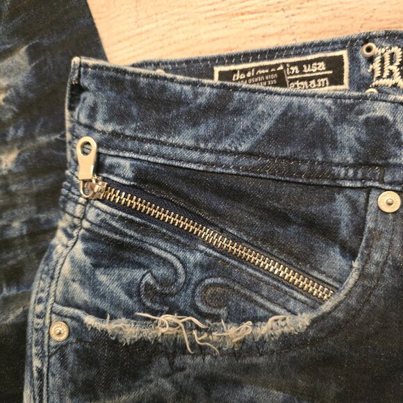 Rock Revival Moto Daviday Jeans Men's Destruction Blue Tie Dye Zippers Stretch - Picture 14 of 16